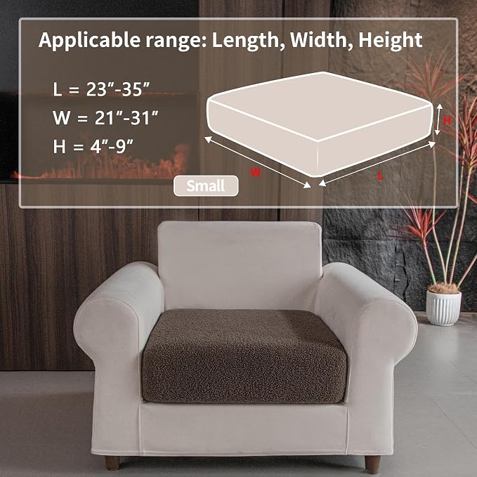 OHSIO Couch Cushion Covers for Sectional Sofa, Stretch Soft Sofa Slipcovers Washable Wear-Resistant Universal Furniture Protector for Living Room(1 Piece Chair Cover, Brown)