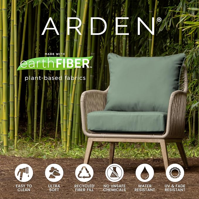 Arden earthFIBER Outdoor Chaise Cushion, 21 x 72, Rain-Proof, Fade Resistant, Cushion for Chaise Lounger Sage Green Texture