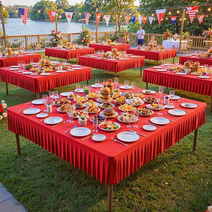 PARTISKY Red Spandex Square Tablecloths 60x60 Inch, Wrinkle Free Fitted Card Table Cloth Stretch Square Table Cover for Kitchen Dinner, Holiday Party, Wedding Banquet, Display Trade Show
