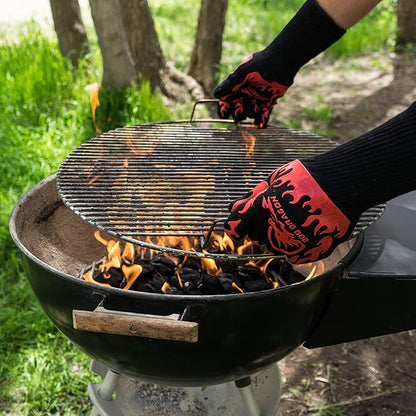 BBQ Dragon Heat Resistant Gloves - High Heat Gloves for Cooking, BBQ, Grilling, and Baking - Non-Slip Oven Gloves & Heat Proof Gloves - Certified Heat Gloves for Outdoor Grill & Kitchen Safety