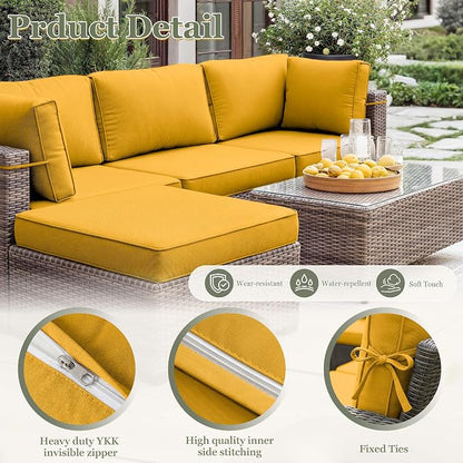 9 Pcs Outdoor Patio Cushions Covers Replacement Sets, Covers Only | 9 Pcs Patio Cushions Covers Replacement UV Resistant, Water Anti-Slip, Heavy-Duty Zippers for 5 Pcs Patio Furniture Set
