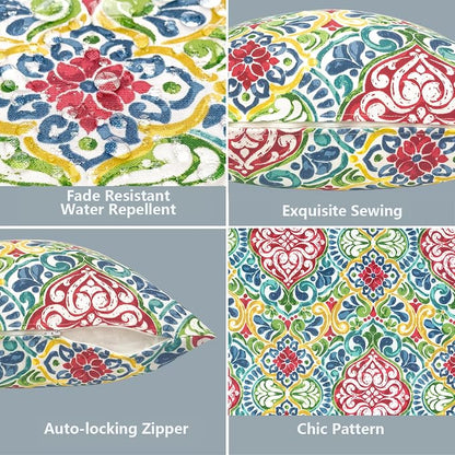 LVTXIII Outdoor Pillow Covers 20x20 Inch, 2 Pack Large Square Throw Pillow Cases, Fade-Resistant Cushion Covers for Patio Furniture Sofa, Garden Porch, Damask Red