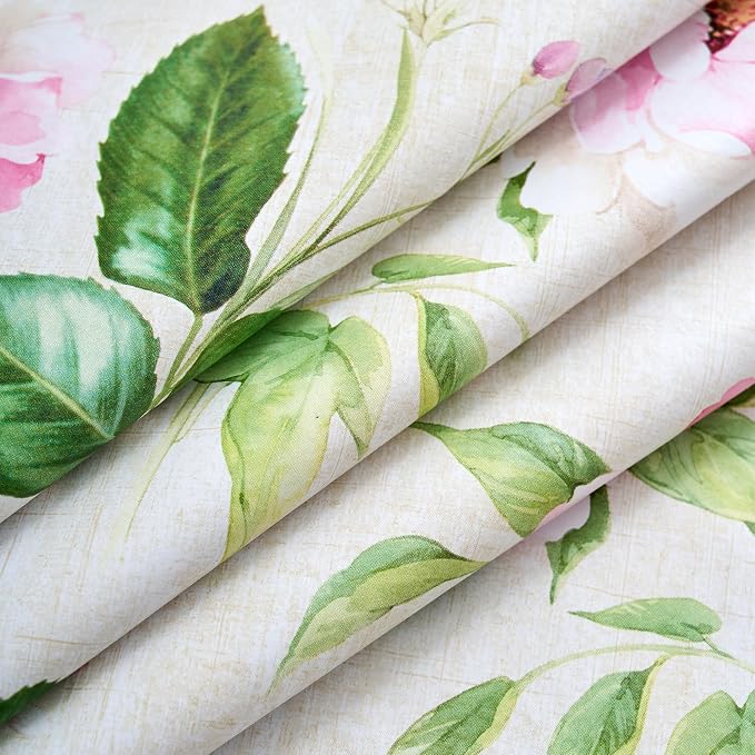 LIBERECOO Reinforced Vinyl Tablecloth with Flannel Backing Waterproof Oil-Proof Floral Plastic Table Cloth Stain-Resistant Wipeable Table Cover Not Stiff