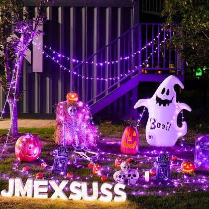 JMEXSUSS 33ft 100 LED Purple Halloween Lights Battery Operated, Waterproof | Halloween Decorations Lights with Remote Indoor Outdoor, Purple String Lights for Halloween Tree Room Proch Yard XMAS Decor