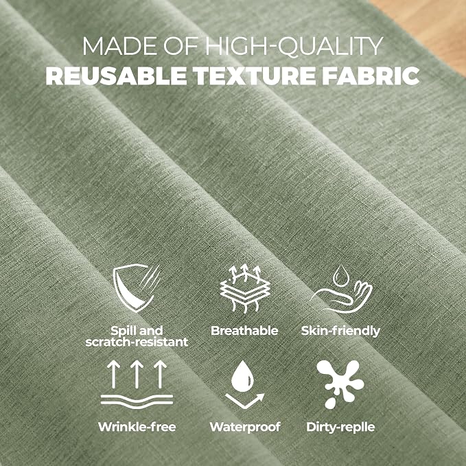 Decorelia Table Cloth for Rectangle Dining Table, 52 x70 Inch, Sage Green | Faux Linen Texture Waterproof Farmhouse Washable Rectangular Tablecloth Cover for Birthday, Party, Picnics, Outdoor Decor