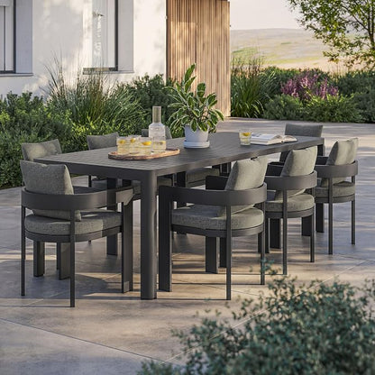 Modway Tahoe Aluminum 9-Piece Patio Dining Set in Gray Charcoal