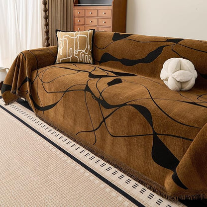 MEETSKY Couch Cover Washable for Dogs, Chenille Loveseat Sofa Covers Pet Friendly Marble Patterned Couch Covers Thick Dark Brown Soft Slipcover, 71" x 118"