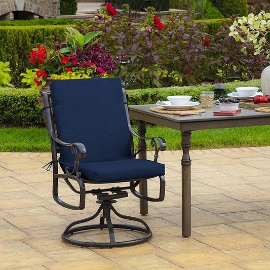 Arden 4-Pack Outdoor Patio Dining Chair Cushion, 20x44, Rain-Proof Seat Pad, Fade-Resistant Outdoor Cushion Sapphire Blue Leala