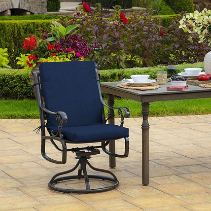 Arden Outdoor Patio Dining Chair Cushion, 20x44, Rain-Proof Seat Pad, Fade-Resistant Outdoor Cushion Sapphire Blue Leala