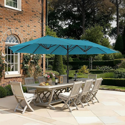 SUPERJARE 13FT Outdoor Umbrella for Patio, Double sided Pool Umbrellas with Fade Resistant Canopy, Large Table Umbrella for Deck, Market, Backyard - Lake Blue