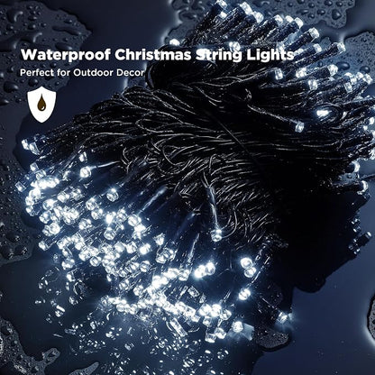 WBao Christmas Lights Indoor Outdoor 300LED 108ft, Super Bright LED Christmas String Lights with UL Certified, 8 Modes, Timer, Connectable & Waterproof for Trees, Patio, Xmas Party Decor, Cool White