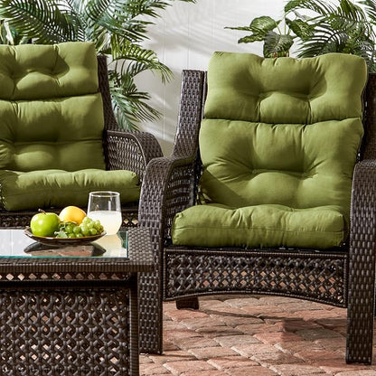 Greendale Home Fashions Outdoor 44x22-inch High Back Chair Cushions (Set of 2), Juniper