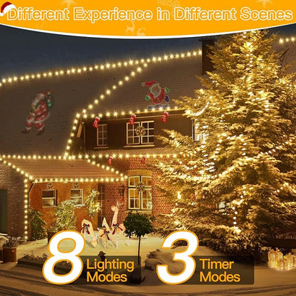 Ollny Christmas Lights 1000 LED 330 FT, IP67 Waterproof Plug in Christmas Tree Lights with Remote, 8 Modes, 3 Timers, Dimmable, House Xmas Indoor Decorations String Light (Warm White) (Pack of 2)