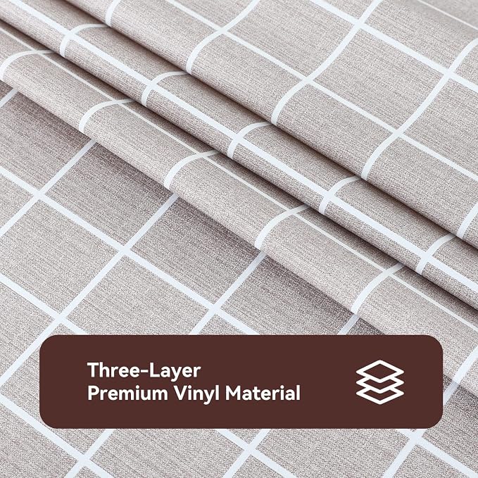 Romanstile Rectangle Vinyl Tablecloth, 100% Waterproof Oil-Proof Checkered Plastic Table Cloth, Heavy Duty Wipeable Table Covers for Dining, Camping, Picnic, Outdoor - 54 x 108 Inch, Sand