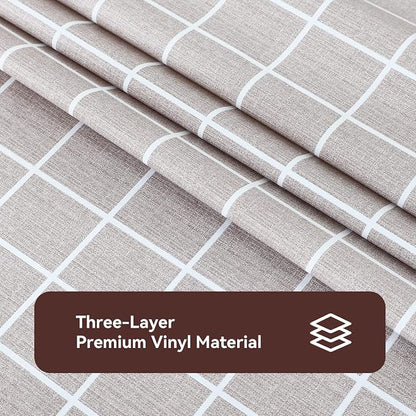 Romanstile Rectangle Vinyl Tablecloth, 100% Waterproof Oil-Proof Checkered Plastic Table Cloth, Heavy Duty Wipeable Table Covers for Dining, Camping, Picnic, Outdoor - 54 x 108 Inch, Sand