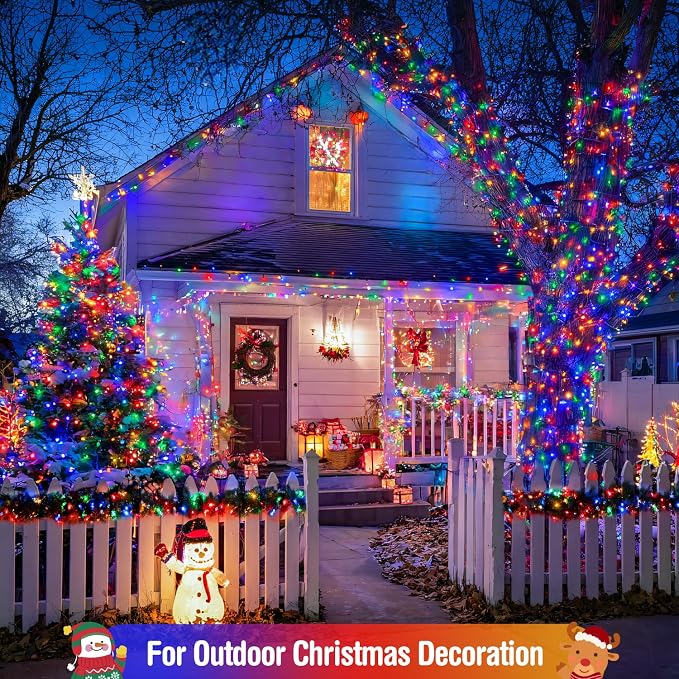 JMEXSUSS 400 LED Christmas Lights Outdoor with 8 Modes | 132ft Multicolor Christmas Tree Lights with Remote, Indoor Christmas String Lights Plug in for House Christmas Bush Decor