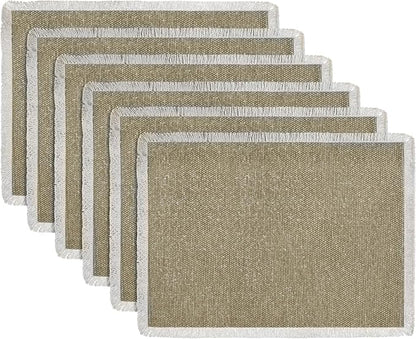 Hausattire Cotton Frayed Placemats Set of 6 Dining Table 13x19 Inch | Farmhouse Boho Washable Easter Placemat for Outdoor Parties BBQ's Holiday, Special Occasions, Nubby Cotton - Taupe