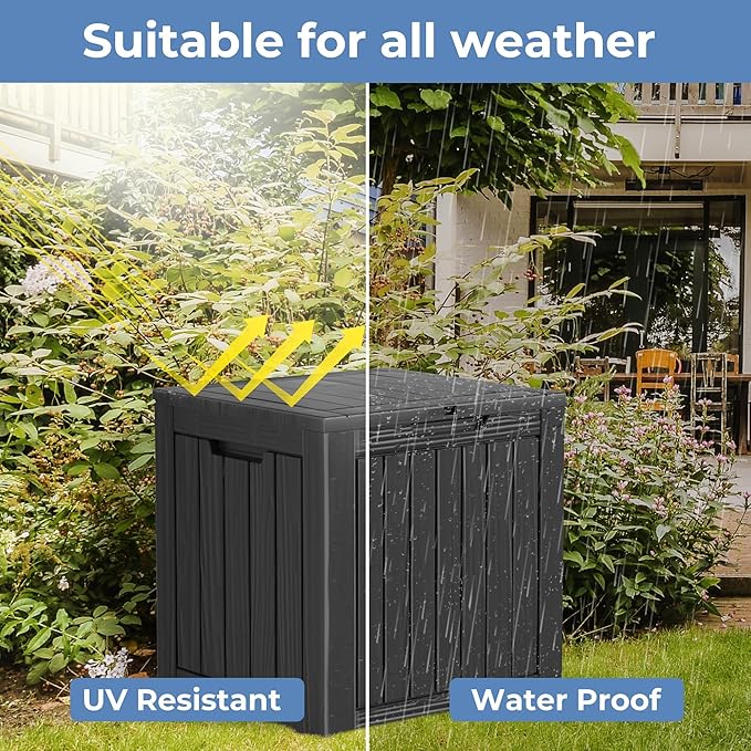 Outdoor Storage Box 30GAL Waterproof Resin Deck Box,UV-Resistant Lockable Package Delivery Bin for Garden Tools,Patio Outside Cushions,Pool Accessories Supplies,Chest,Furniture,Black
