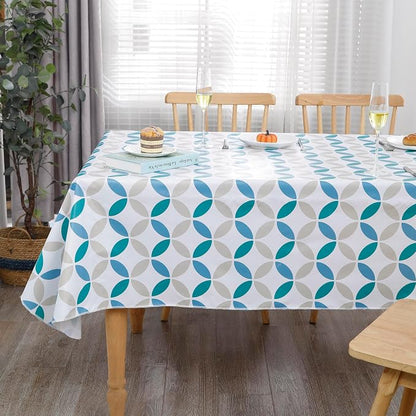 Walrus Heavy Duty Vinyl Tablecloth with Flannel Backing Waterproof Oil-Proof Plastic Table Cloth Stain-Resistant Wipeable Table Cover for Indoor and Outdoor (Geometric Leaf,60x102 Inch)