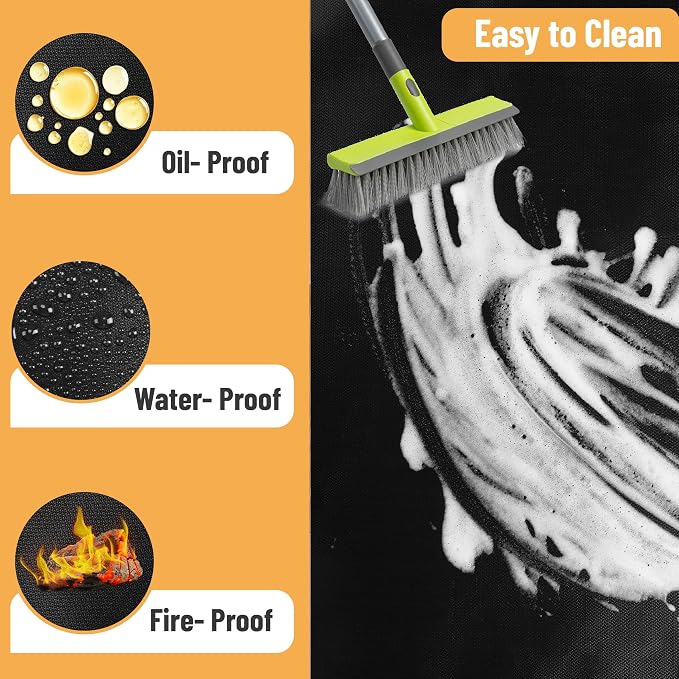UNCO- Large Under Grill Mats for Outdoor Grill, 76" x 48", Black Double-Sided, Fireproof, Reusable, Portable, 3 Layers, Waterproof & Easy to Clean, Grill Matt for Outdoor Grill Deck Protector