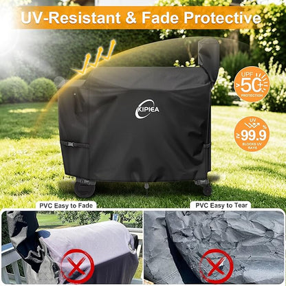 Kipiea Heavy Duty Grill Cover for Traeger Pro 34 & 780 Series, 600D Oxford Fabric Wood Pellet Smoker Covers Waterproof & Windproof, Pellet BBQ Grill Cover for Outside Anti-UV, No Tear, No Fading