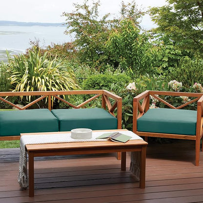 Classic Accessories Ravenna Water-Resistant 23 x 23 x 5 Inch Square Patio Seat Cushion Slip Cover & Foam, Mallard Green, Lounge Chair Cushion