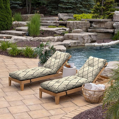 Arden Outdoor Tufted Chaise Cushion, 22x76, Tan Trellis | Plush Comfort, Modern Tuft, Lounge Cushion, Rain-Proof, Fade Resistant, Mold and Mildew Resistant