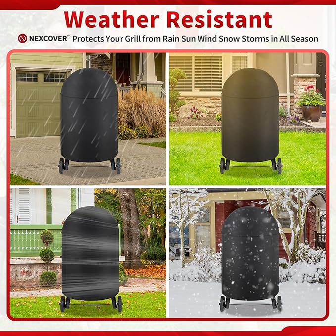 NEXCOVER Round Grill Cover - 34” Dia by 41”H BBQ Cover, Dome Smoker Cover, Waterproof &UV Resistant Barbeque Grill Cover for Outdoor Grill, Compatible for Char-Griller Akorn Kamado Grills