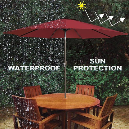 Blissun 9' Outdoor Patio Umbrella, Outdoor Table Umbrella, Yard Umbrella, Market Umbrella with 8 Sturdy Ribs, Push Button Tilt and Crank