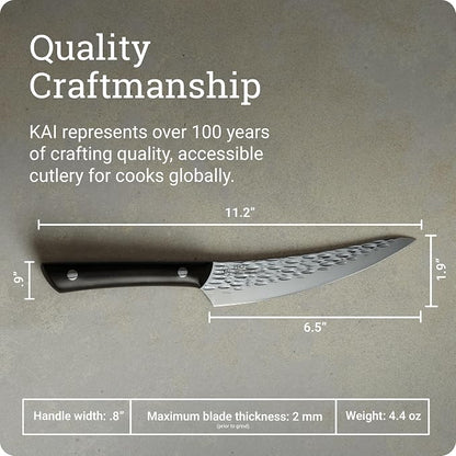 Kai PRO 6.5" Boning & Fillet Knife | Hand Sharpened Curved Boning Knife, Japanese AUS6M Stainless Steel Blade, Full-Tang POM Handle