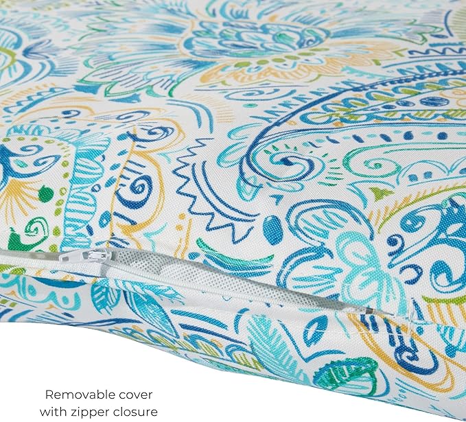 Modern Outdoor Chaise Lounge Cushion with Ties – Durable Polyester Fabric, Channel-Filled Polyfiber Insert, Removable Zippered Cover, Baltic Paisley