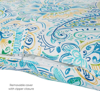 Modern Outdoor Chaise Lounge Cushion with Ties – Durable Polyester Fabric, Channel-Filled Polyfiber Insert, Removable Zippered Cover, Baltic Paisley