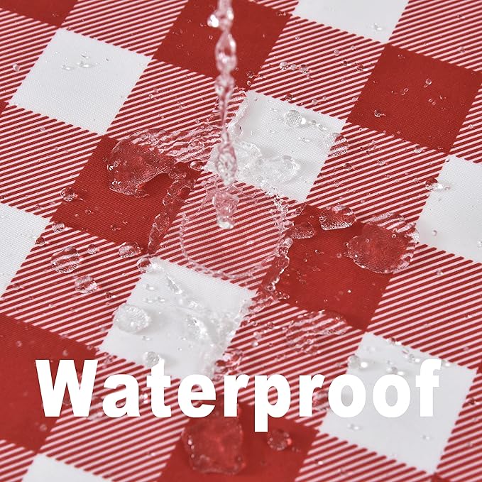 Waterproof Plaid Tablecloth Fabric - Round 58 Inch Classic Gingham Checker Table Cloth for Indoor/Outdoor Use - Buffalo Table Cover for Picnics, BBQs, and Parties