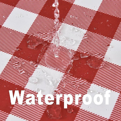 Waterproof Plaid Tablecloth Fabric - Round 120 Inch Classic Gingham Checker Table Cloth for Indoor/Outdoor Use - Buffalo Table Cover for Picnics, BBQs, and Parties