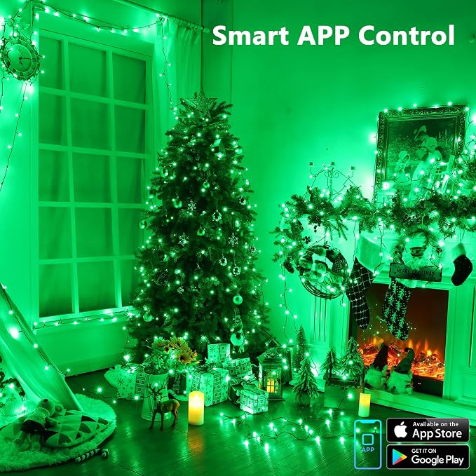 Brizled Smart Red & Green Color Changing Christmas Lights 200 LED 66 ft