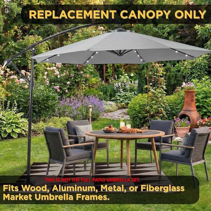 10ft Patio Umbrella Replacement Canopy for 8 Ribs, Outdoor Umbrella Canopy ONLY, Market Umbrella Top, Water-Resistant & UV-Protective