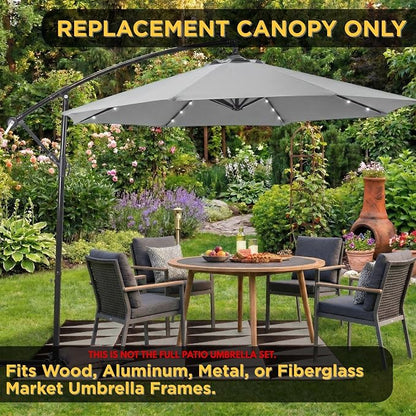10ft Patio Umbrella Replacement Canopy for 8 Ribs, Outdoor Umbrella Canopy ONLY, Market Umbrella Top, Water-Resistant & UV-Protective
