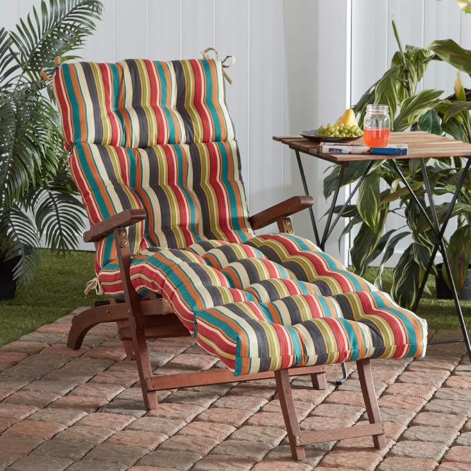 Greendale Home Fashions 72 x 22-inch Outdoor Chaise Lounge Cushion, Adobe Stripe