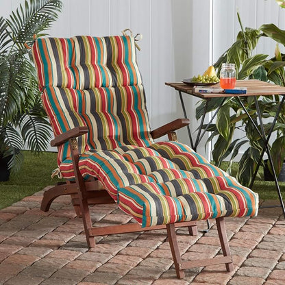 Greendale Home Fashions 72 x 22-inch Outdoor Chaise Lounge Cushion, Adobe Stripe