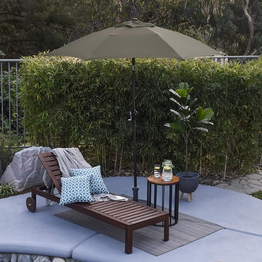 Sunline 7.5 ft Patio Umbrella with Crank & Push Button Tilt, Outdoor Market Umbrella with UV Protection & Wind Vent and Fiberglass Ribs, Metal Frame for Deck, Pool & Table, Taupe