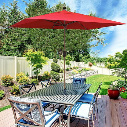 EliteShade USA 10-Year-Non-Fading 6.5x10Ft Rectangular Market Patio Umbrella, UPF 50+ UV Protection Performance Sun Umbrella, Heavy Duty Commercial Grade Outdoor Table Umbrella with Crank, Windproof Vented Top for Garden, Pool, Deck and Outdoor Playset...