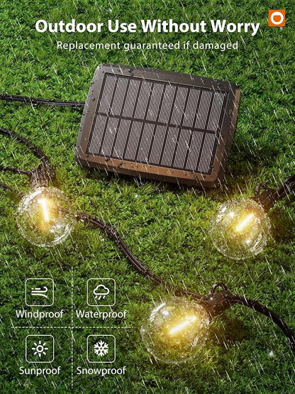 addlon 50FT Solar String Lights for Outside G50 Waterproof | with USB Port Solar Patio Lights Outdoor Solar Powered, 3 Light Modes for Backyard Porch Garden Market Bistro Camping
