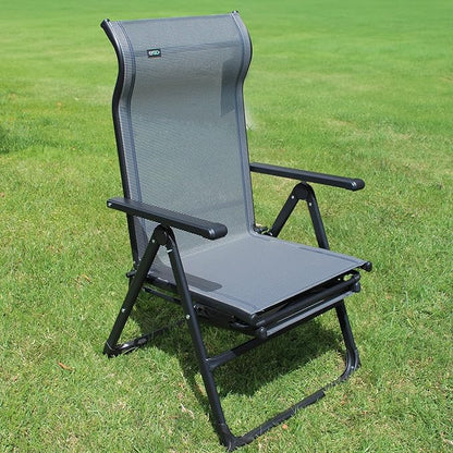 Caravan Sports Ergo+ - Adjustable Outdoor Patio Camping Lounge with Footrest & Headrest, Steel Frame Weather-Resistant Fabric – Folding Outdoor Chair