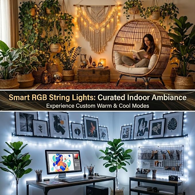 JMEXSUSS 200 LED RGB String Lights Outdoor Indoor, 66Ft Classromm Lights | Color Change Christmas Lights for Bedroom Tree Room Party Birthday Independent Day Decor, Clear Wire, Remote, Plug in