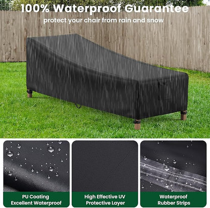 Mrrihand Chaise Lounge Cover, Patio Furniture Covers, Patio Lounge Chair Cover Waterproof and UV Resistant, Oxford Heavy Duty Outdoor Furniture Covers with Air Vent 2 Pack - 68L x 30W x 30H inch