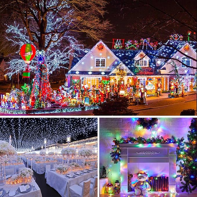 JMEXSUSS 250 LED White to Multicolor Christmas String Lights Indoor Outdoor Waterproof for Garden Patio Party Halloween Christmas Decorations