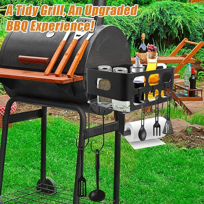 Storage Bin for Traeger Grills with Hooks and Paper Towel Holder for Traeger Pro 22/34/780/575, Ironwood 650/885, Eastwood 22/34, for Pit Boss, for Z Grill and Others