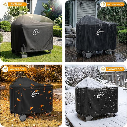 Kipiea 600D Heavy Duty Grill Cover for Weber Summit Kamado S6 Charcoal Grill - Charcoal Grill Cover with 4 Buckles, Wind Resistant Anti UV & No Tears(56" W X 36" D X 44.5" H)