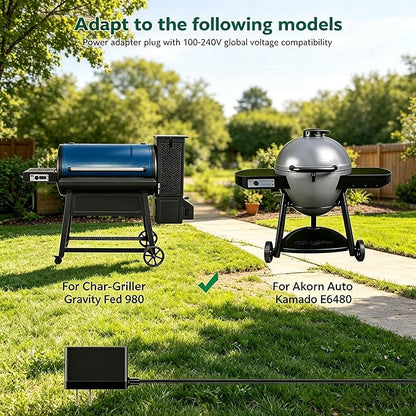 12V Charger for Char-Griller Gravity Fed 980 Charcoal Grill Power Cord Compatible with Akorn Auto Kamado E6480 Chargriller Grill Charger Cord