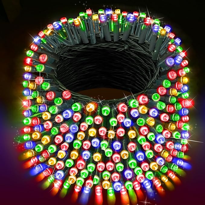 XURISEN 403FT 1000 LED Christmas Lights Outdoor Green Wire String Lights 8 Modes with Timer Memory Waterproof Fairy Lights Plug in for Xmas Tree Wedding Yard Party Holiday Decorations(Multicolor)